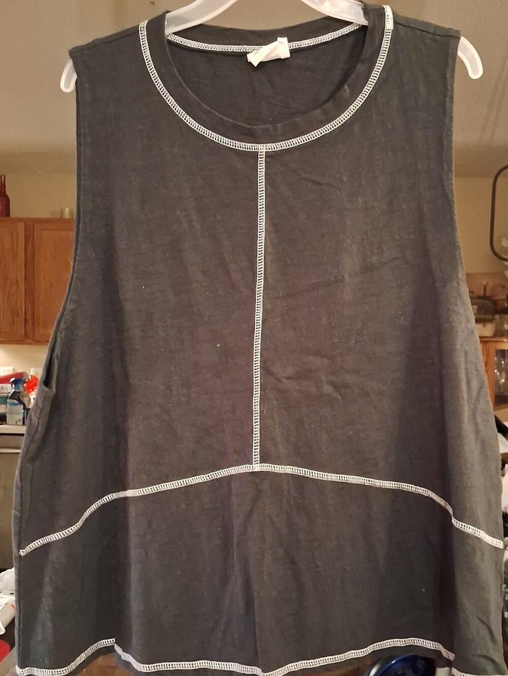 Suzanne Betro Black Tank Top with Contrast White Stitching